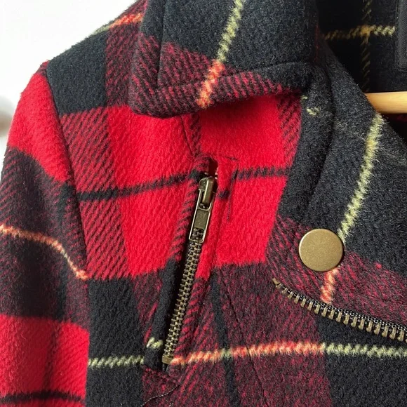 Forever 21 Premium Label Red Plaid Moto Jacket S - Picture 5 of 9